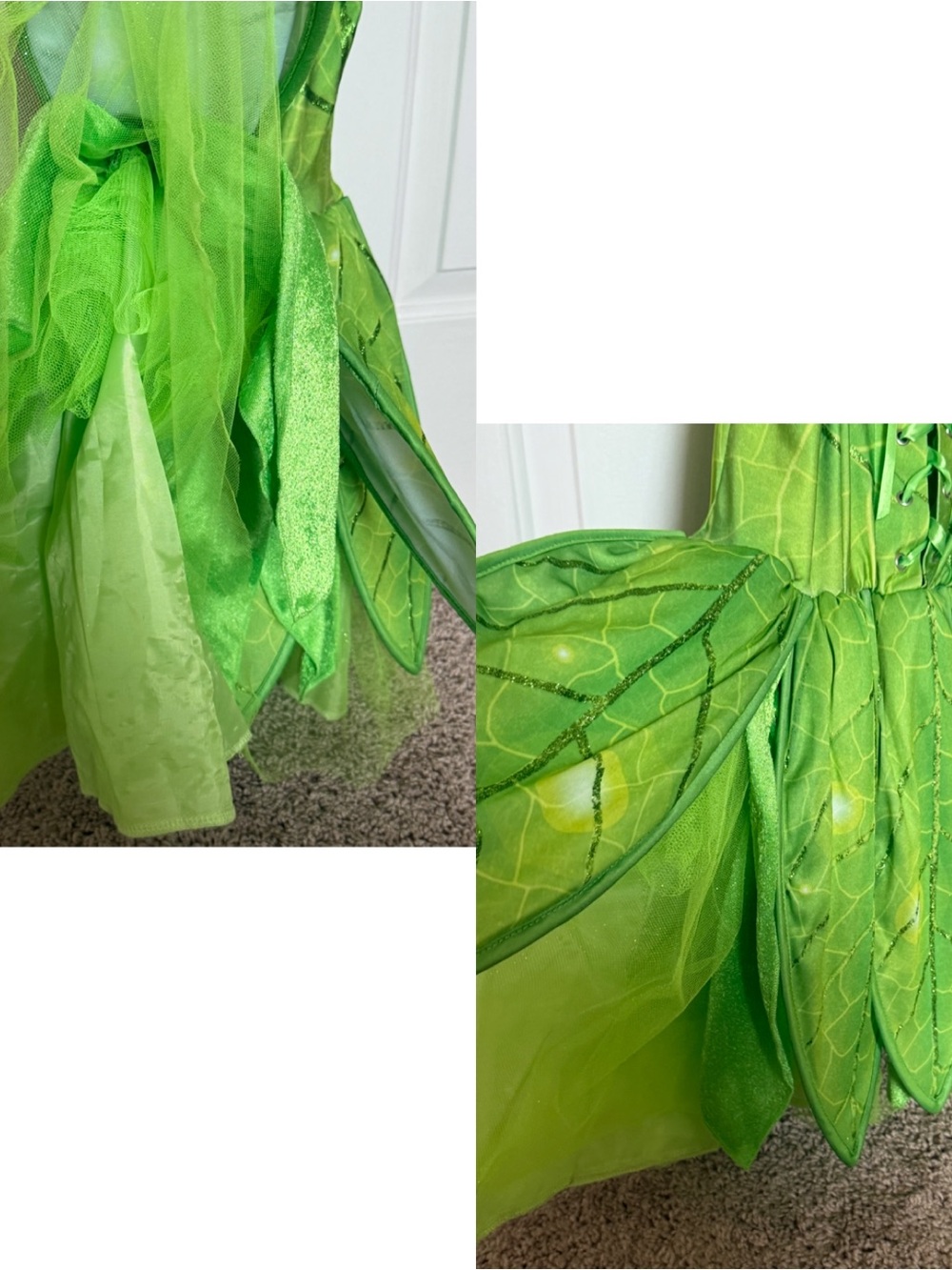 Disney Tinkerbell Green Fairy Costume with Iridescent Wings Small - Picture 9 of 14